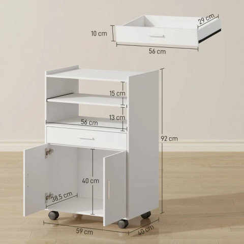 Pojízdná skříňka do kuchyně | bílá č.4