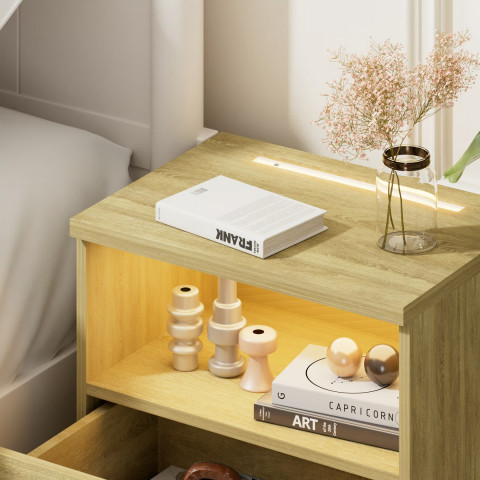 Noční stolek Jamie sada 2 kusů LED 55x40x28cm | dub č.5