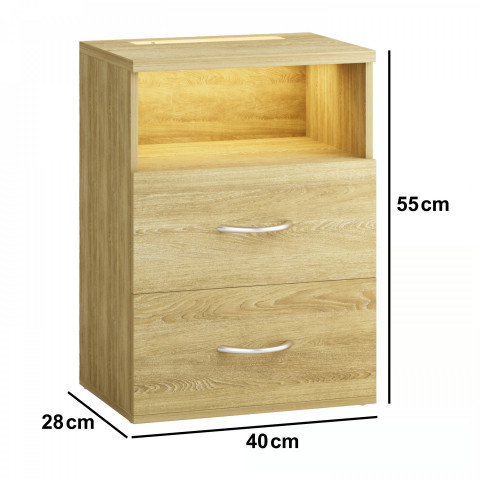 Noční stolek Jamie sada 2 kusů LED 55x40x28cm | dub č.4
