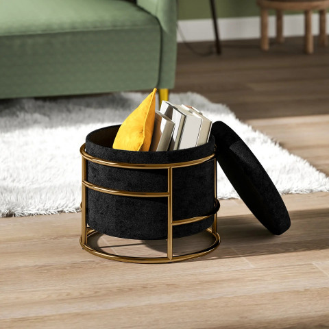 Taburet s úložným prostorem 42 x 42 x 39 cm | černý č.2