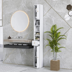 Vysoká koupelnová skříňka, 20 x 20 x 178 cm | bílá č.2