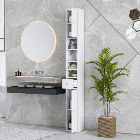 Vysoká koupelnová skříňka, 20 x 20 x 178 cm | bílá č.2