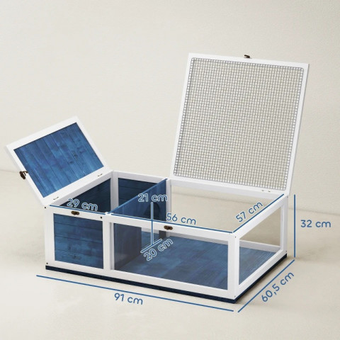 Dřevěné želvárium s odklápěcí střechou | modré č.4