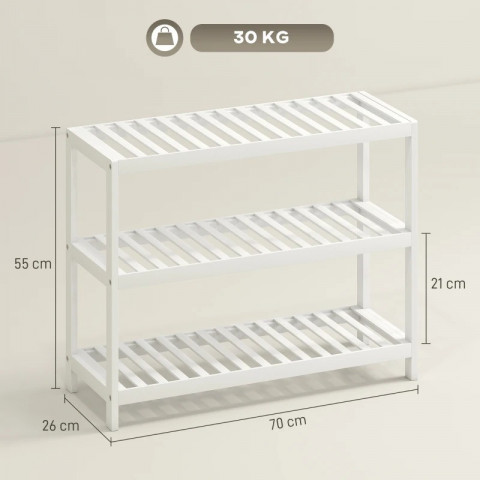 Bambusový botník se 3 úrovněmi | bílý č.4