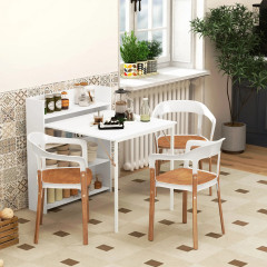 Rozkládací kuchyňský stůl se 4 policemi, 80 x 90 x 93 cm | bílý č.1