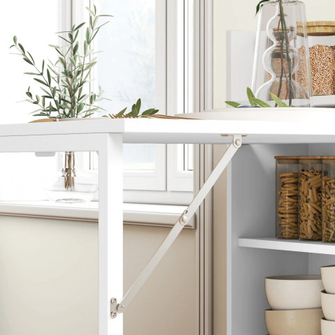 Rozkládací kuchyňský stůl se 4 policemi, 80 x 90 x 93 cm | bílý č.5