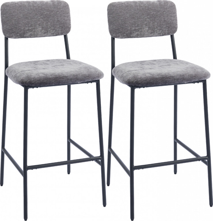 2 barové židle s podnožkou | šedé