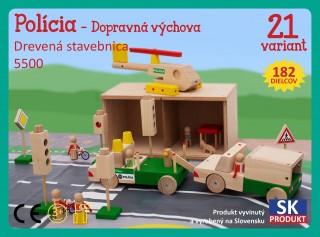 Dřevěná stavebnice Policie - dopravní výchova Moy Toy č.1
