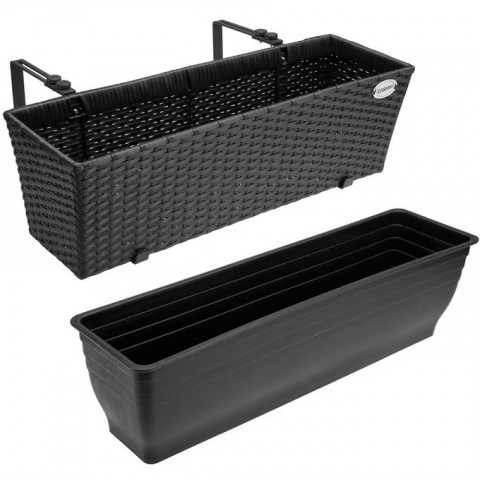 Sada 2 květináčů z polyratanu | černá č.3