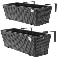 Sada 2 květináčů z polyratanu | černá č.1