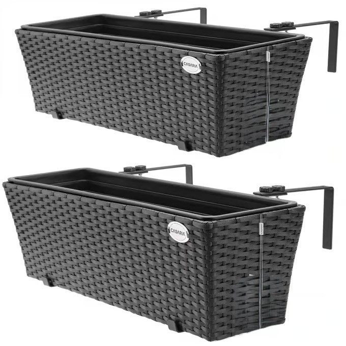 Sada 2 květináčů z polyratanu | černá