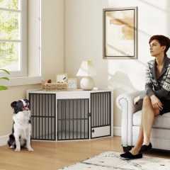 Rohová klec pro psy 113 x 80 x 64 cm | bílá č.1