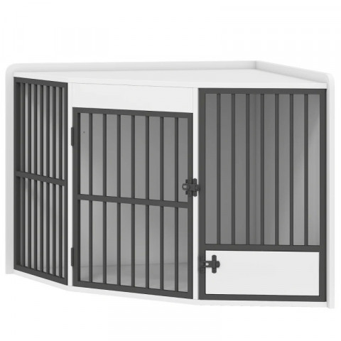 Rohová klec pro psy 113 x 80 x 64 cm | bílá č.4