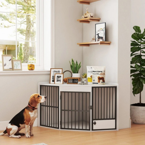 Rohová klec pro psy 113 x 80 x 64 cm | bílá č.5