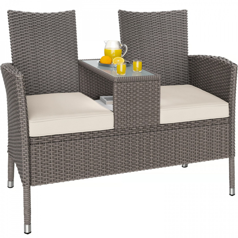 Zahradní lavice z polyratanu143x55x88cm | krémová