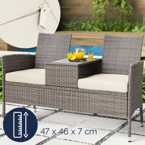 Zahradní lavice z polyratanu143x55x88cm | krémová č.2