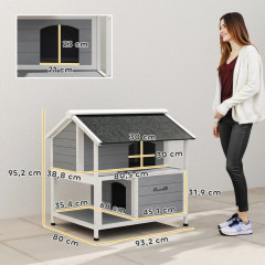 Dřevěný zateplený domeček pro kočky 80 x 93 x 95 cm | šedý č.3