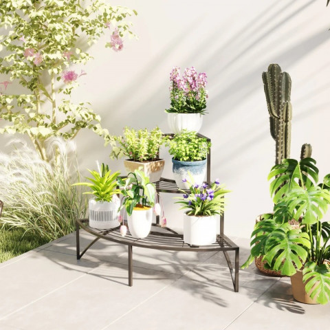 Stojan na květiny se 3 patry 60 cm | černý č.2