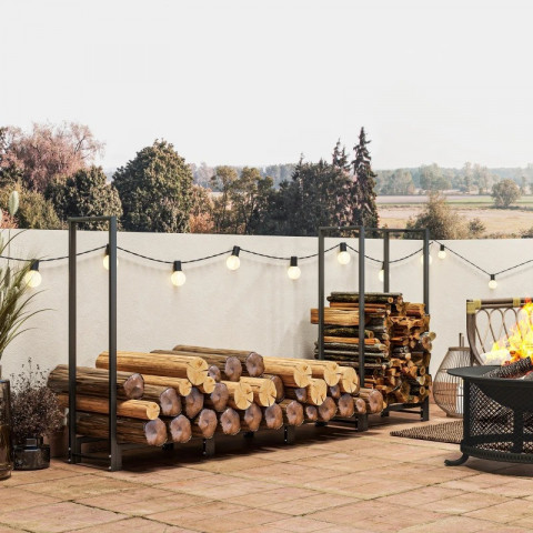 Stojan na palivové dřevo, 240 x 32 x 115 cm | černý č.4
