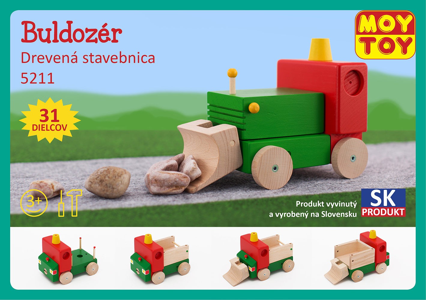 Moy Toy Dřevěná stavebnice Buldozer Moy Toy