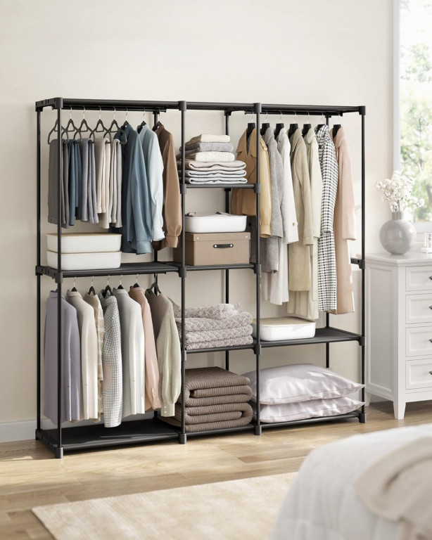 Věšák na oblečení 43 x 182 x 182 cm | černý