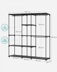 Věšák na oblečení 43 x 182 x 182 cm | černý č.3