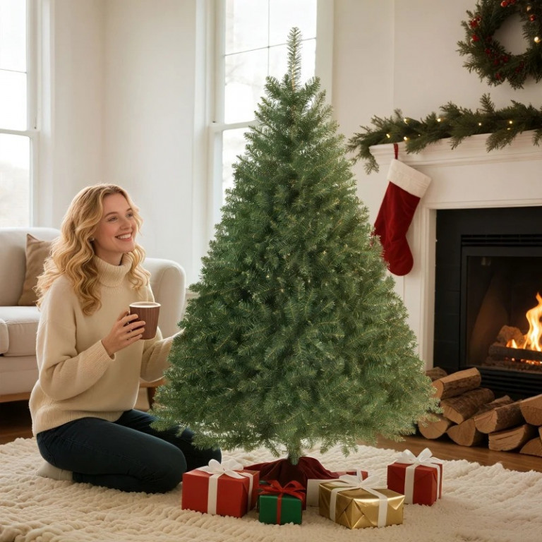 Umělý vánoční stromek s kovovým stojanem, 150 cm | zelený