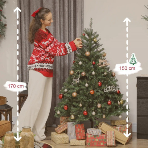 Umělý vánoční stromek s kovovým stojanem, 150 cm | zelený č.4