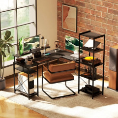 Rohový psací stůl, 37 x 140 x 139,5 cm | černý č.1