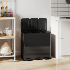 Odpadkový koš 3 x 20 l 61,9x36,6x56,7cm | černý č.3