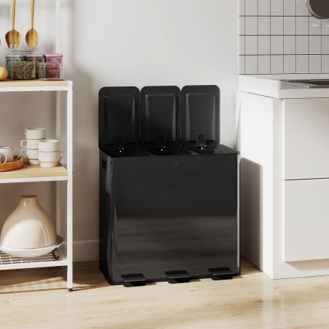 Odpadkový koš 3 x 20 l 61,9x36,6x56,7cm | černý č.3