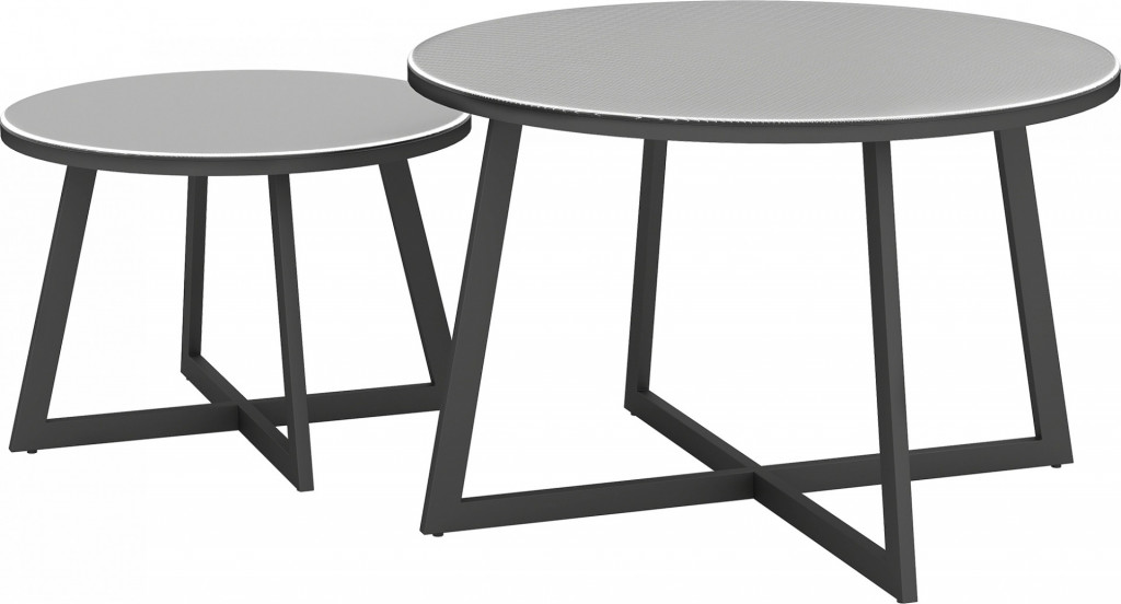 2 stohovatelné zahradní stolky | černé + šedé