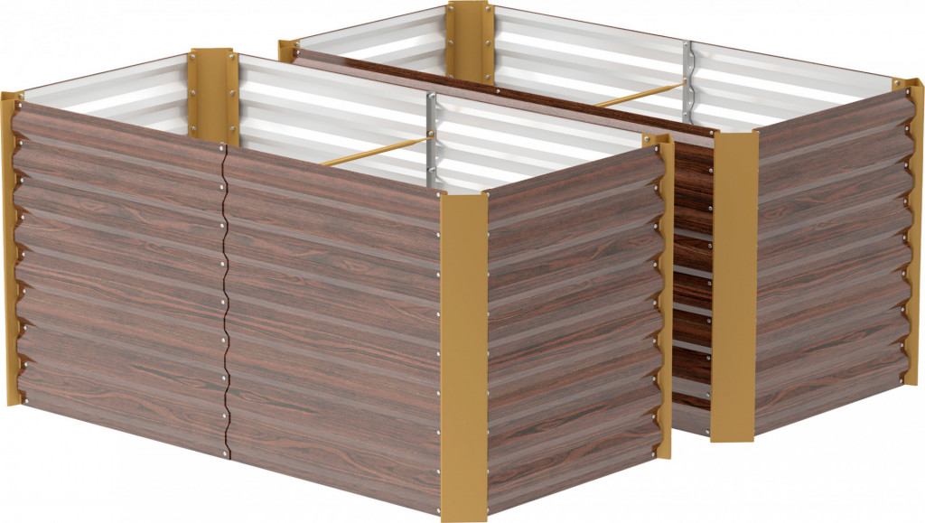 2 odolné vyvýšené záhony 120 x 60 x 60 cm | hnědé