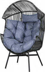 Ratanové proutěné křeslo se silným sedákem | šedé č.1