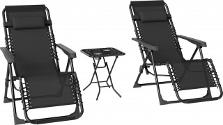 2 zahradní lehátka se stolkem | černé č.1