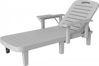 Zahradní lehátko s postranním stolkem | světle šedé č.1