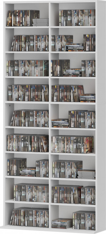 Skříň na CD 78,5 x 24 x 175 cm | bílá