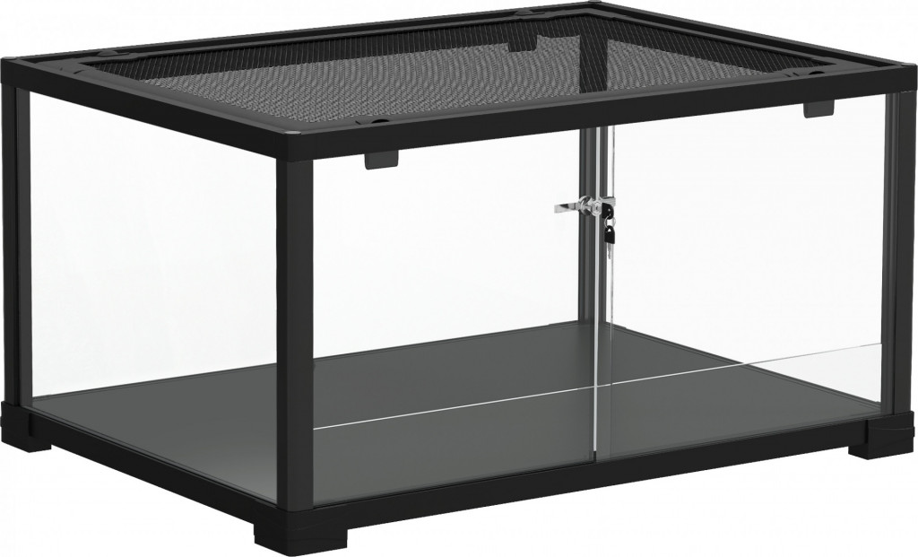 Skleněné terárium pro plazy s posuvnými dvířky 60 x 45 x 32 cm | černé