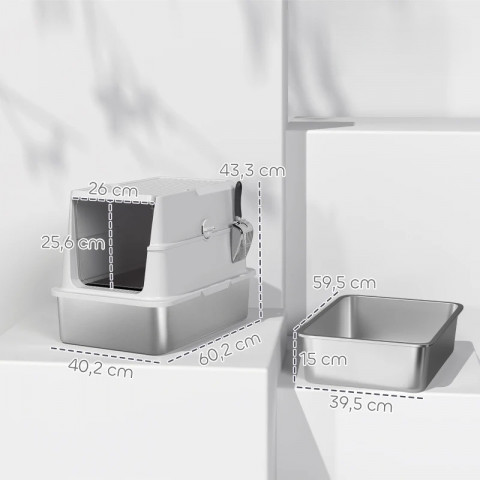 Kočičí toaleta pro kočky do 15 kg | světle šedá č.2