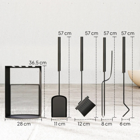 Kovové krbové nářadí 5 kusů | černé č.4