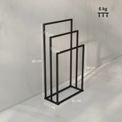 Stojanový držák na ručníky se 3 tyčemi, 45 x 21,5 x 85 cm | černý č.3