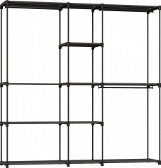 Šatní skříň s 8 policemi a 3 tyčemi 182 x 43 x 185 cm | černá č.1