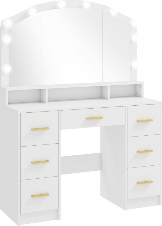 Toaletní stolek s LED osvětlením | bílý