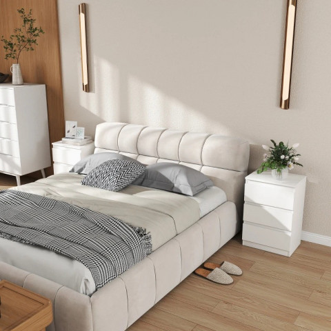 Noční stolky se 3 zásuvkami, 2 kusy | bílé č.5