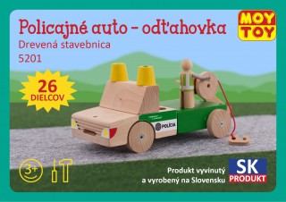 Dřevěná stavebnice Policejní auto - odtahovka Moy Toy č.1