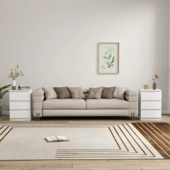 Noční stolky se 3 zásuvkami, 2 kusy | bílé č.1