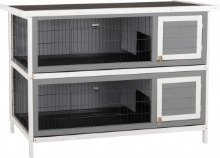 2patrová králíkárna z masivního dřeva 136,4 x 50 x 93 cm | šedá