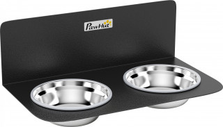 Výškově nastavitelná stanice s 2 x 800 ml nerezovými miskami | černá