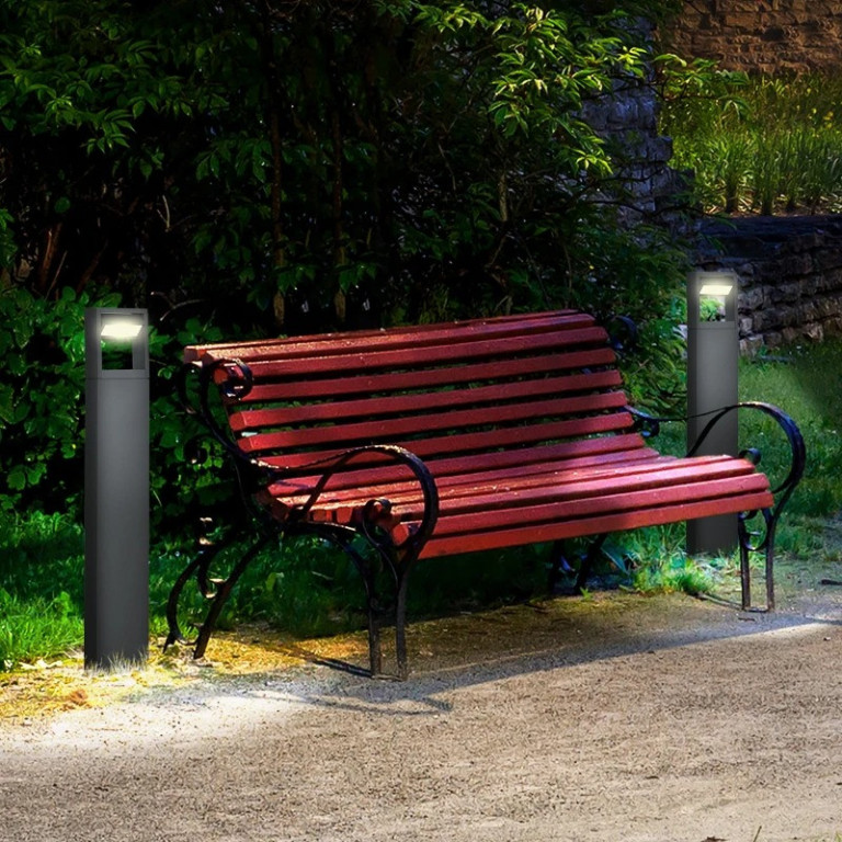 Zahradní světelný sloupek 16 x 5 x 90cm | tmavě šedý