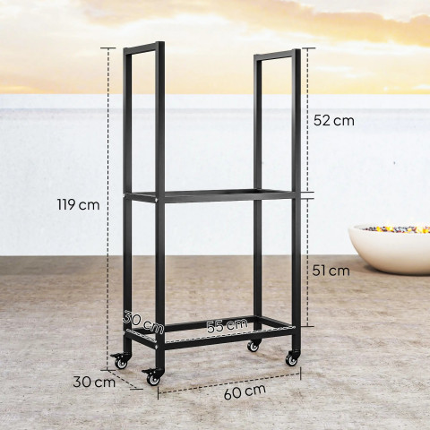 Stojan na palivové dřevo pro interiér, 60 x 30 x 119 cm | černý č.3